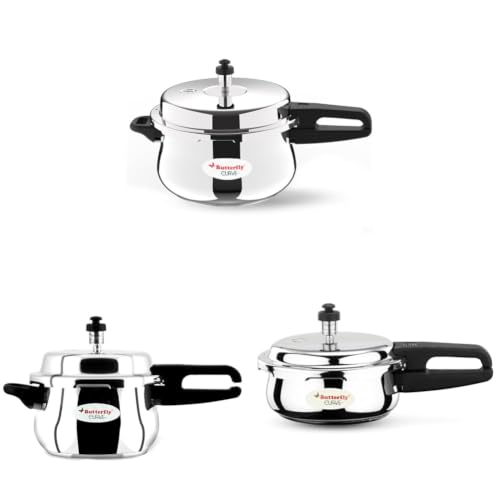 Image of Butterfly Curve 2L, 3L & 5L SS Pressure Cooker Combo | TRIPLY Base | Induction & Gas Stove Compatible| ISI Certified| Triple Safety System