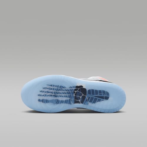 Air Jordan 1 Mid Sneaker School Big Kids' Shoes (HF3210-001, Black/Total Crimson/White/Ice Blue) Size 6.52