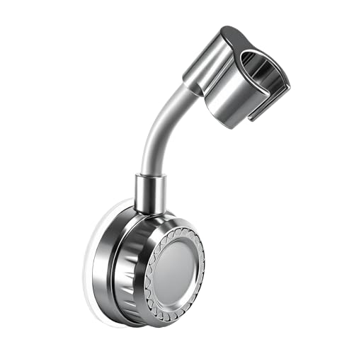 PEAPIN Suction Cup Shower Head Holder 360 Adjustable (Silver)