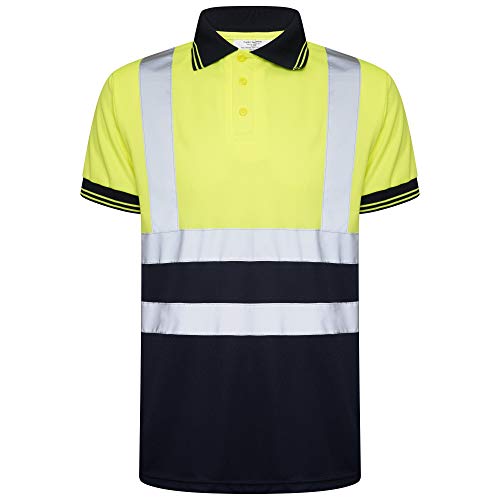 INDX-Clothing Polo haute visibilité à haute visibilité pour la sécurité et le travail - Respirant et léger - Bande réfléchissante bicolore - - X-Large Cover