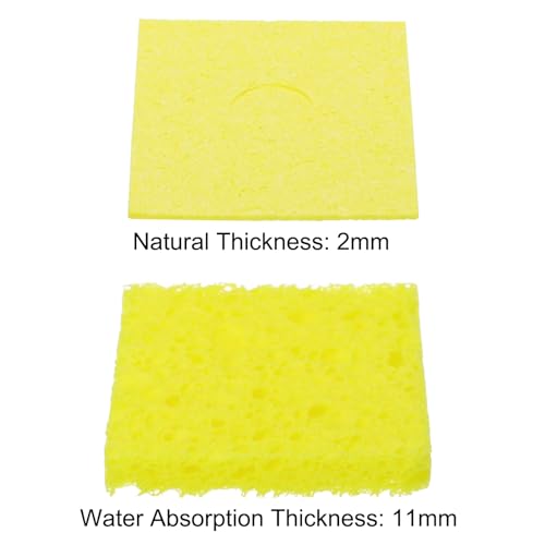 Image of MECCANIXITY 15PCS Soldering Sponge 60 x 60mm Square with Holes Yellow Cleaning Pad Iron Replacement for Cleaning Soldering Iron 2mm Natural Thickness 11mm Water Absorption Thickness