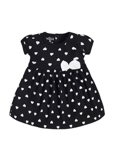 Image of Babeezworld Cotton Baby Girl Dress - Knee Length fit and Flare Dress Frock jhabla (Black; 1-2 Years)