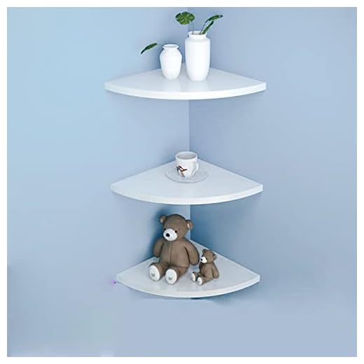 SISHHOME 8 Inch White Corner Floating Shelf Set of 3,Wall 90 Degree Corner Storage Shelf for Kitchen Room/Living Room/Bathroom