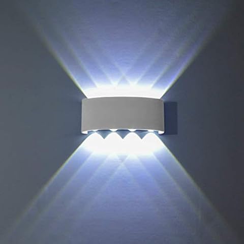 Topmo-plus 8W Wandlampe Wasserdichte IP65 Wandbeleuchtung LED Außenwandleuchten Schlafzimmer Garten Badezimmer Balkon Veranda 6000K Cover