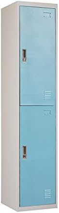 Panana Metal Storage Lockers, Blue & Grey Steel Lockable Unit, Staff Gym School Changing 1800mm H*380mm W*450mm (Sky Blue, 1 Door)