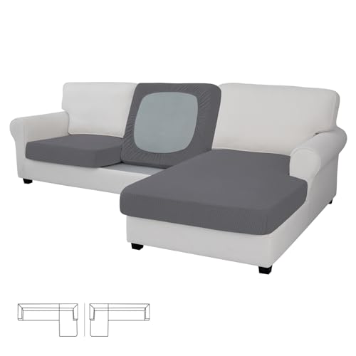 Image of Easy-Going Stretch 3 Pieces Couch Cushion Covers for Sectional Sofa L Shape