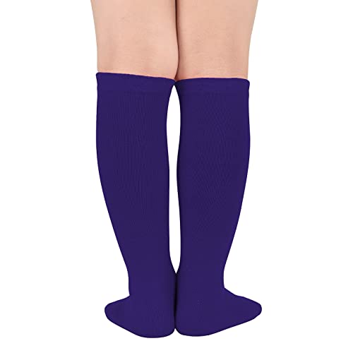 Kids Athletic Knee High Socks Girls Baseball Softball Socks For Toddler Boys Girls 1 Pack Solid Purple #TOP2