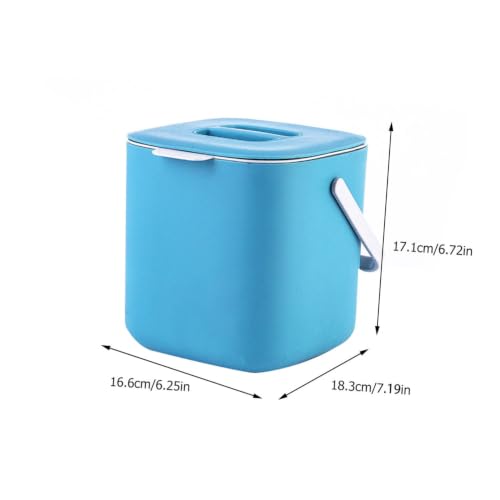 Contenedor de basura plástico portátil con tapa azul miniatura 2