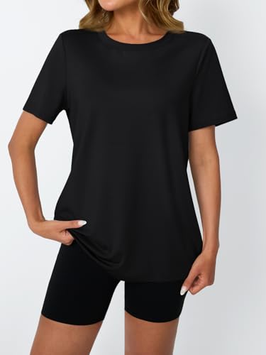 Foto de AUTOMET Camisetas de entrenamiento de manga corta para mujer, camisetas de gimnasio atléticas de verano, camisetas de yoga, ajuste holgado, ropa casual 2025 (imagen 3)