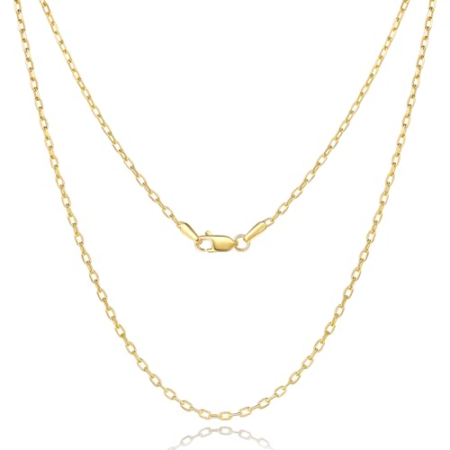 GYUYCW 14K Gold Chain for Women 14K Gold Necklaces for Women Trendy 1.7mm Paperclip Necklace for Womens Chains for Men Minimalist Aesthetic with Stylish Look Necklace for Men (18in)