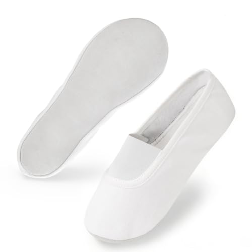 Comfyouth Chaussons de gymnastique unisexes pour filles, garçons et femmes, chaussures de gymnastique en toile pour enfants, semelle en cuir de vachette,...