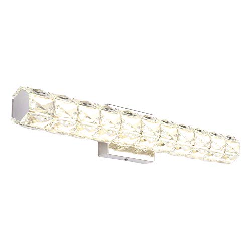 Joossnwell Dimmable Crystal LED Vanity Light 24.21" Inch Long , Modern Wall Sconces Bathroom Lighting Fixtures with Chrome Polished, 4000K Natural White Light