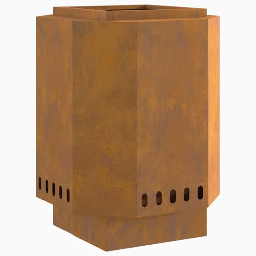 vidaXL Fogón Sin Humo 38 x 38 cm Marrón de Acero, Resistente al Clima, para Exterior, Portátil, Resistente al Calor, Ideal para Reuniones en el Balcón, Patio, Chimenea de Leña, Jardín Cuadrado y Dur