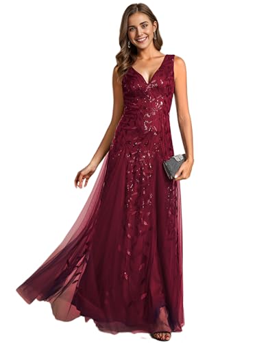 Ever-Pretty Vestido de Noche para Mujer Cuello en V Lentejuelas I...