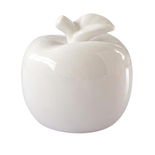 Hemobllo Figurine Pomme en Céramique Blanche Décoration D’Intérieur Nordique Ornement Bureau et Salon Sculpture Fruit Artisanale 1 Pièce Accessoire...