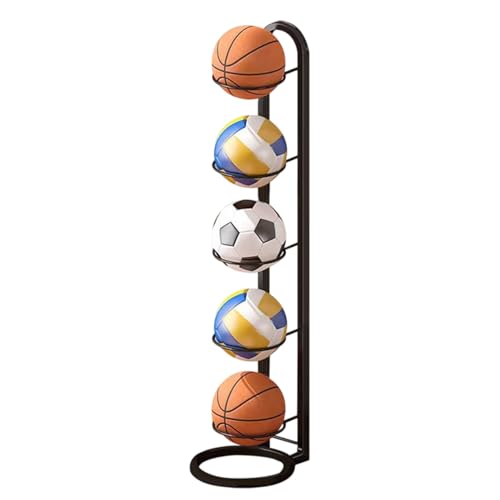 Generisch Soporte de 5 niveles para pelotas de deporte, organizador para voleibol, baloncesto, fútbol, garaje, gimnasio, jardín, escuela, campo de deportes, interior y exterior