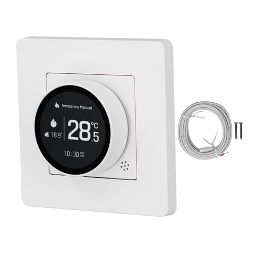 Stylebest Termostato Inteligente, Controlador de Temperatura de Calefacción Eléctrica con 5 Colores de Retroiluminación, Perilla Táctil, Pantalla LCD a Color, para Hoteles, Villas,