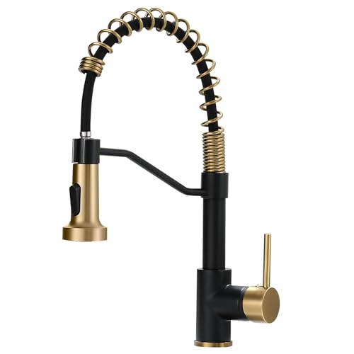 AIMADI Black Faucet Kitchen,Commercial Black Gold Kitchen Faucet Matte Black Modern Single Handle...