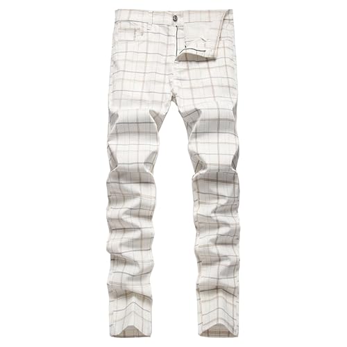 Mens Stretch Skinny Flat-Front Fashion Style Comfy Solid Casual Slim Fit Business Dress Chinos Pant Beige