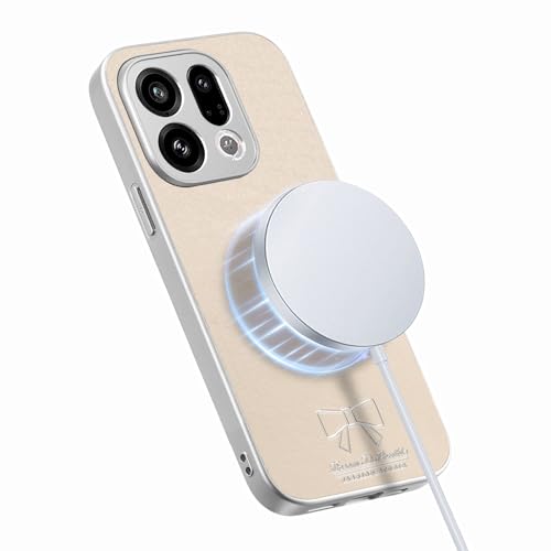 Image of for Oppo Find X9 5G Magnetic Case Butterfly Bow Pattern PU Leather + TPU + PC Shockproof Phone Cover - Beige