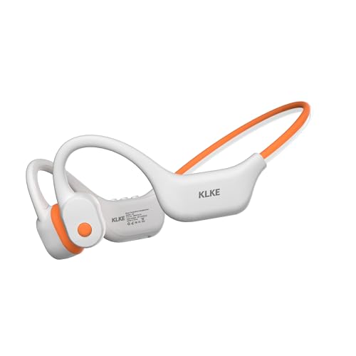 KLKE Open-Ear Bone Conduction Headphones, IP66 Waterproof, Integrated Transducer Running Headphones with Dual Mode, Rear Safety Light, 10H Battery,Advanced Mic for Cycling, Hiking & Outdoor Sports