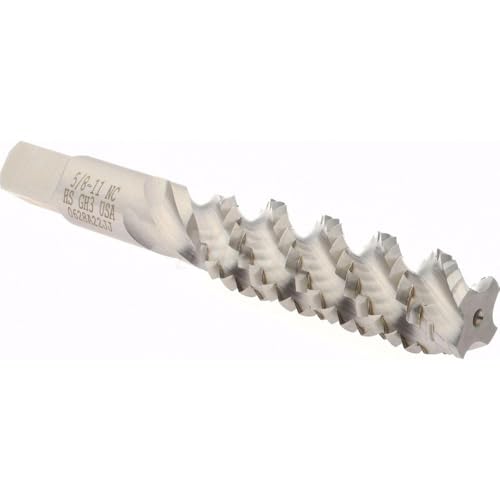 Hertel Spiral Flute Tap, 5/8-11 UNC, 4 Flute, Plug Chamfer, High-Speed Steel, Bright/Uncoated Finish, 3-13/16" OAL, Right Hand