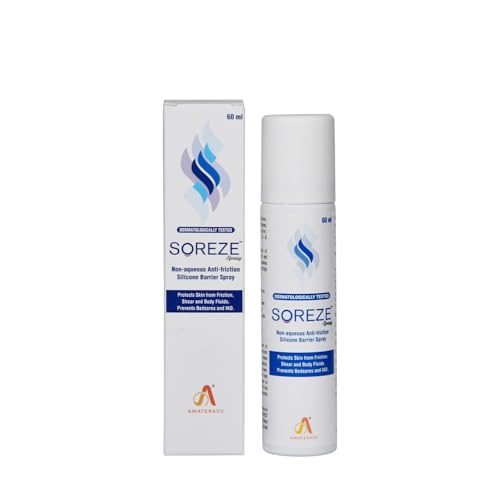 Amaterasu Soreze Spray Prevent Bedsores & Adult Diaper Rashes | Dermatologically Tested | Protect Skin From Friction & Moisture| Water Repellent, Non-Greasy| 60Ml
