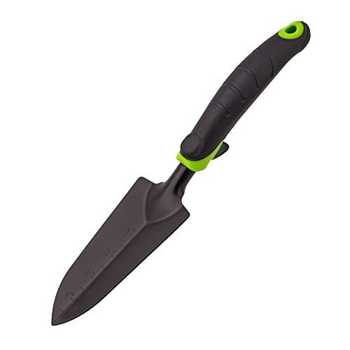 Mivos Palita de Jardinería Pequeña para Plantar y Trasplantar - Paleta de Jardinería Estrecha - Transplantador de Jardín de Acero al Carbono - Ancho 6 cm - Mango Ergonómico