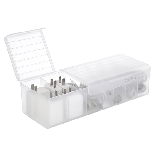 BSTKEY Plastic Card Divider Box Trading Card Storage Box with Lid, High Capactiy Playing Card Organizer Sports Game Card Box Case (White)