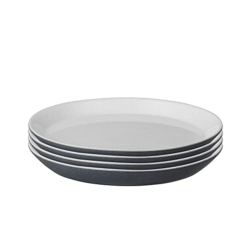 Denby - Impression Charcoal Blue Medium Plates Set of 4 - Dishwasher Microwave Safe Crockery - Ceramic Stoneware Tableware Plates For Lunch & Dinner