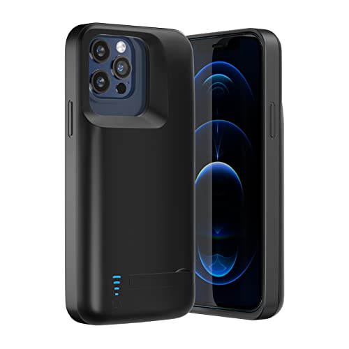 Battery Case for iPhone 12 Pro/ 12, QGOO 5000mAh Portable Rechargeable Battery Pack Extended Charger Cover Kickstand Rechargeable Charger Case, Compatible with iPhone 12 Pro/ 12 (6.1inch)