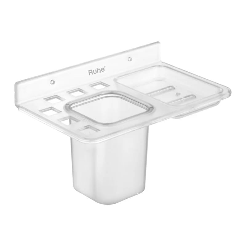 Ruhe® 3 in 1 Tumbler Cum Toothbrush Holder Cum Soap Dish | Unbreakable ABS Bath Accessories | Wall Mount Tray/Shelf (B0D75WVKPF) Amazon Price History, Amazon Price Tracker