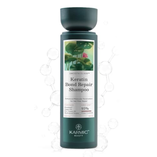 Image of Karmic Beauty EverBond Keratin Bond Repair Shampoo 250ml with Hydrolysed Proteins, Argan & Jojoba Oils | Anti-Frizz, Smoothness & Shine for Normal to Damaged Hair
