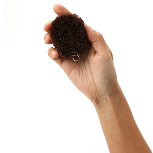 Image of Kamenoko Tawashi Kiwame #1 - Set of 2 - Hemp Palm Brushes for Cleaning Kitchen and Bathroom - Small - Ideal for Washing Vegetables, Glasswares, and Pottery - Made in Japan