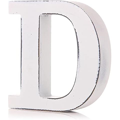 Giftwarez Vintage Wooden Letter D White Cover