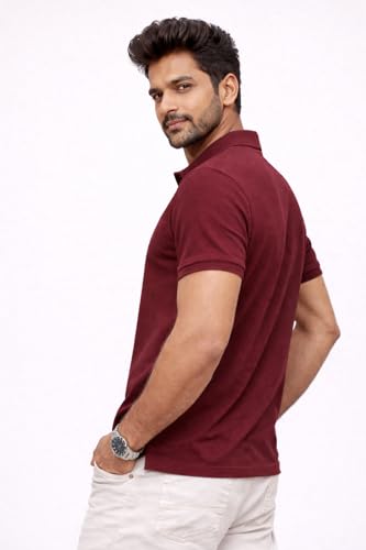 Image of Premium Pique Cotton Pocket Polo T-Shirt for Men | 210-220 GSM | Regular Fit | 2-Button Placket | Soft Breathable Fabric | XS-3XL