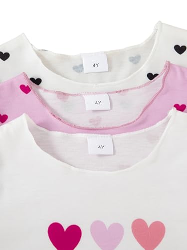 Toddler Girls 3 Pack Cute Graphic Print Short Sleeve T-Shirt Tops for Little Girls Summer Outifit Set3