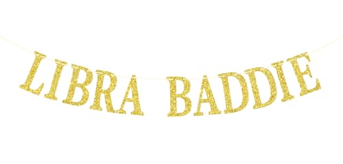 Libra Baddie Banner, Happy Birthday to Libra, 12 Constellations Birthday Themed Decorations (Gold)