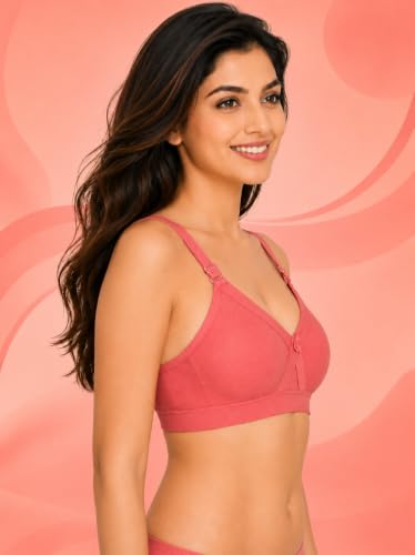 Image of SONA Super Fit Everyday Non Padded Side Support Cotton Full Coverage Bra for Women with Transparent Strap Plus Size Bra