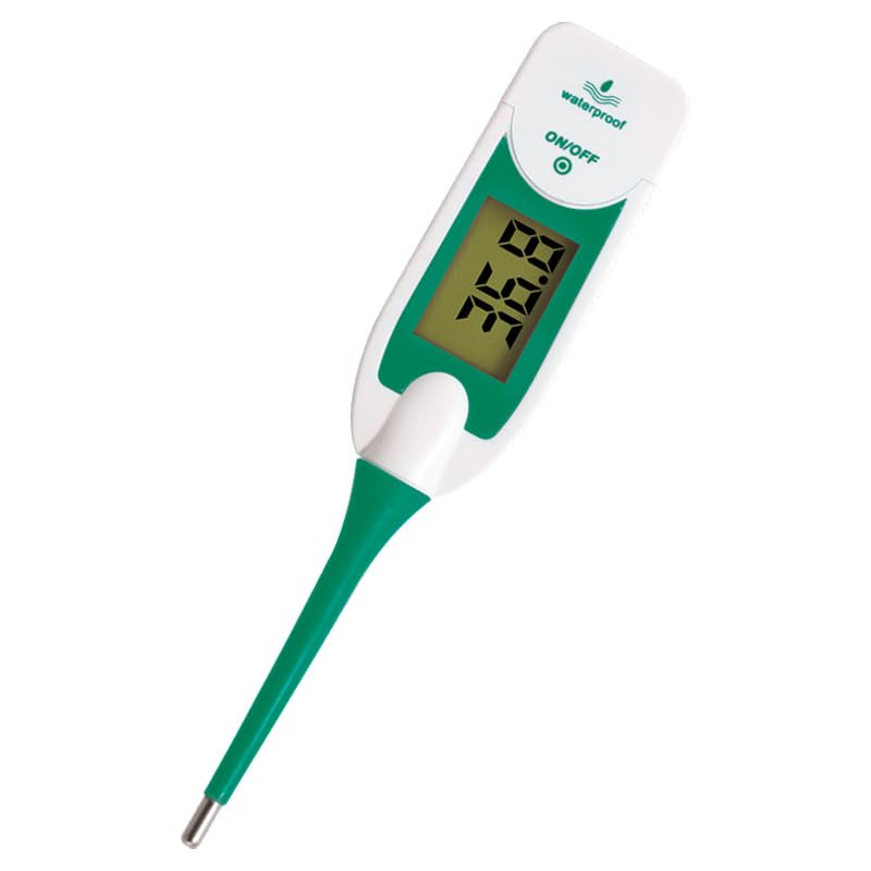 PRECITECH - Thermomètre rectal grand écran - Mémoire de la dernière prise - Diagnostic visuel en 3 Couleurs - Adultes et enfants - Embout flexible -...