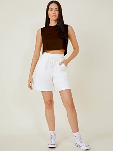 Image of Aahwan Women's & Girls' Sleeveless Oversized Crop Top /T-Shirt with Round Neckline