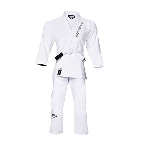 Starpro Evolve BJJ GI - Premium Cotton Blend - White Blue Black - Preshrunk Gi for Men Women for Martial Arts Training and Fight - A0 A1 A2 A3 A4 A5