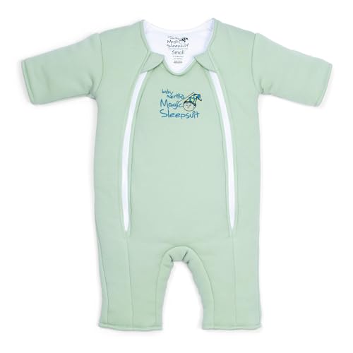 Magic Sleepsuit Baby Merlin's Cotton Baby Swaddle Transition Product - Soft and Cozy Design, Double Zipper for Easy Diaper Changes, Promotes Safe Sleep, 3-6 Months - Sage Green - Large 18-21lbs