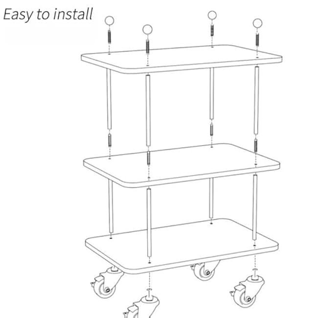 3-Tier Clear Acrylic Cart with Wheels Modern Rolling Utility Serving Trolley Multi-Room Storage Cart for Living Room Bathroom Long-Lasting-BWQKByi6