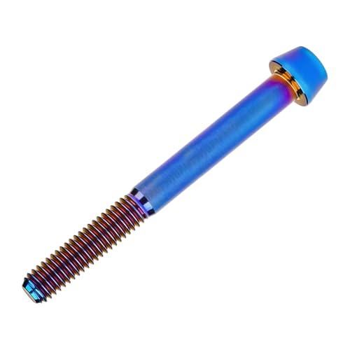Image of Titanium Ti Bolt M5x9 16 18 20 25 30 35 40 45 50 55 60mm Tapered Head Screws Pack of 4 (M5x60mm, Burnt Blue)