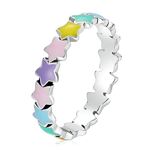 Bague arc-en-ciel argent 925 fille, le cadeau idéal avec étoile