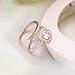 Grewod Fashion Ring 925 Sterling Silver Women Rose Gold 2 Ring Set with 7mm Round Cubic Zirconia Travel Engagement Size 7