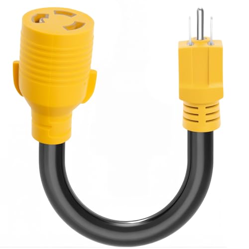 CXIYUA RV Electrical Adapter 15A 5-15P Male to 30A L5-30R Female Adapter Twist Lock Plug Adapter ETL Listed Extension Cord Suitable for House RV Camper Trailer