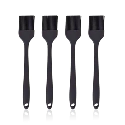 EUPSIIU 4 Piezas Pincel de Cocina Pincel Silicona Cocina, Pincel Reposteria, Pincel Silicona Aceite, Esparcir Aceite, Hornear, Cepillo Silicona Cocina, Marinados Barbacoa, Mantequilla (Negro)
