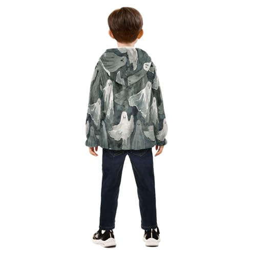 Ghostly Figures in Watercolor Style Toddler Fleece Jacket Girl Boys Hooded Fleece Jacket Coat Warm4